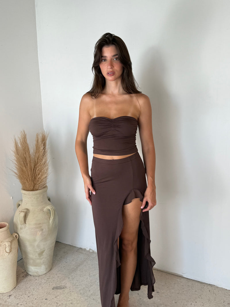 Shirred Tube Top & Ruffle Skirt Set