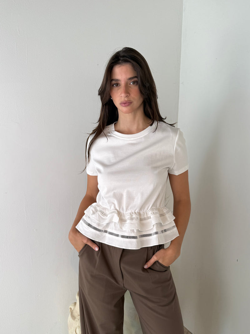 White Ruffle Tee