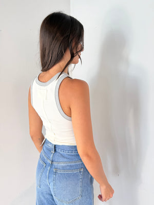 White Ribbed Tank Top