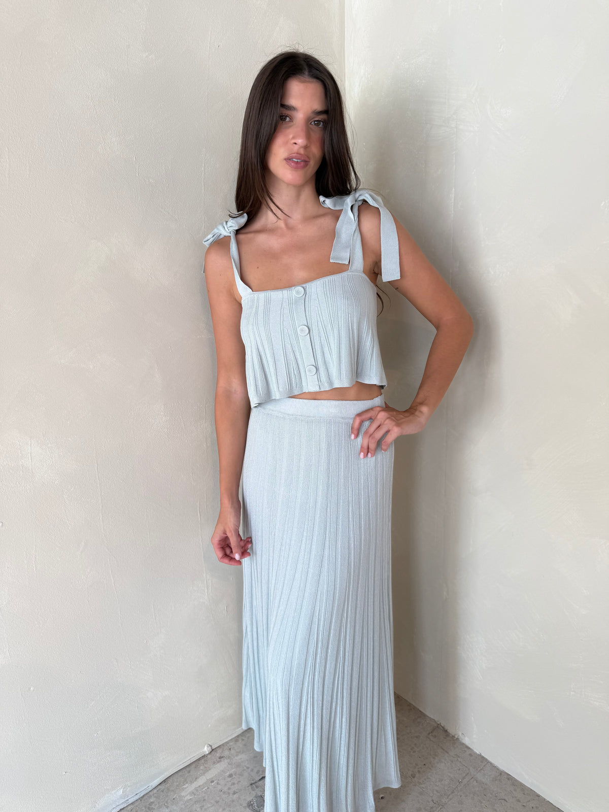 Sage Pleated Set