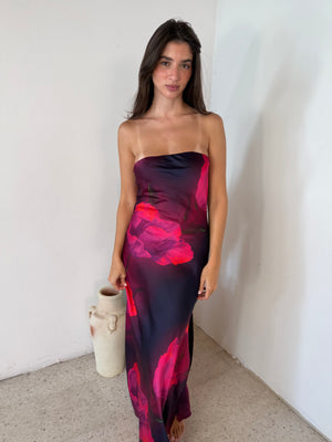 Plum Rose Satin Dress