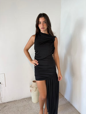 Draped Gathered Mini Dress