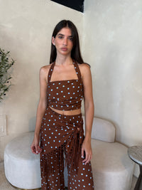 Brown 3pc Polka Fringe Set