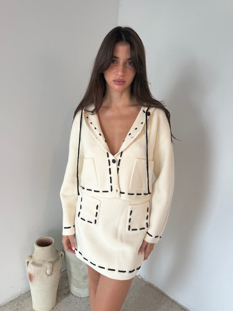 Stitch Detail Top & Knit Skirt Set