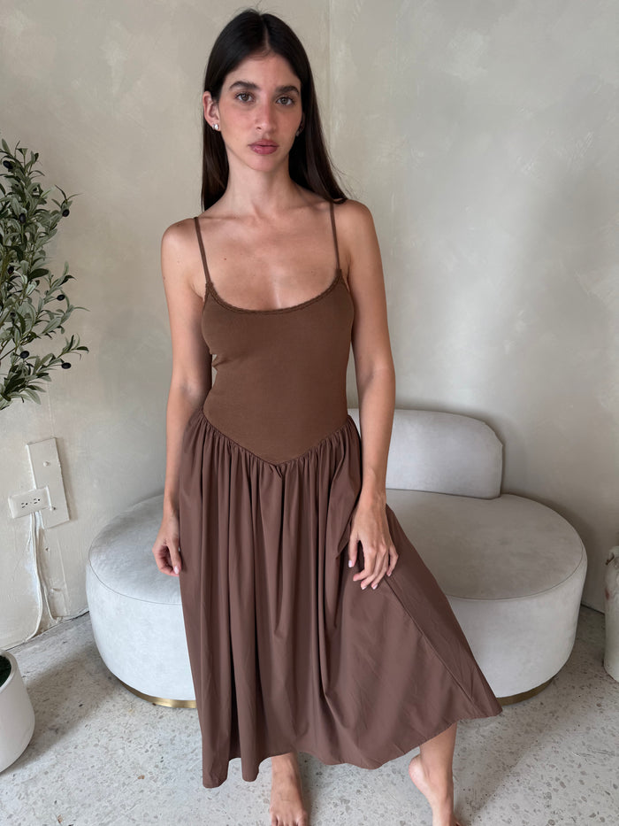 Ribbed Choco Midi Dress