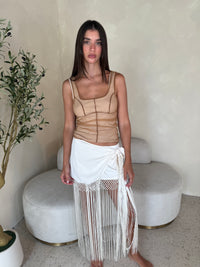 Ecru Fringe Skirt