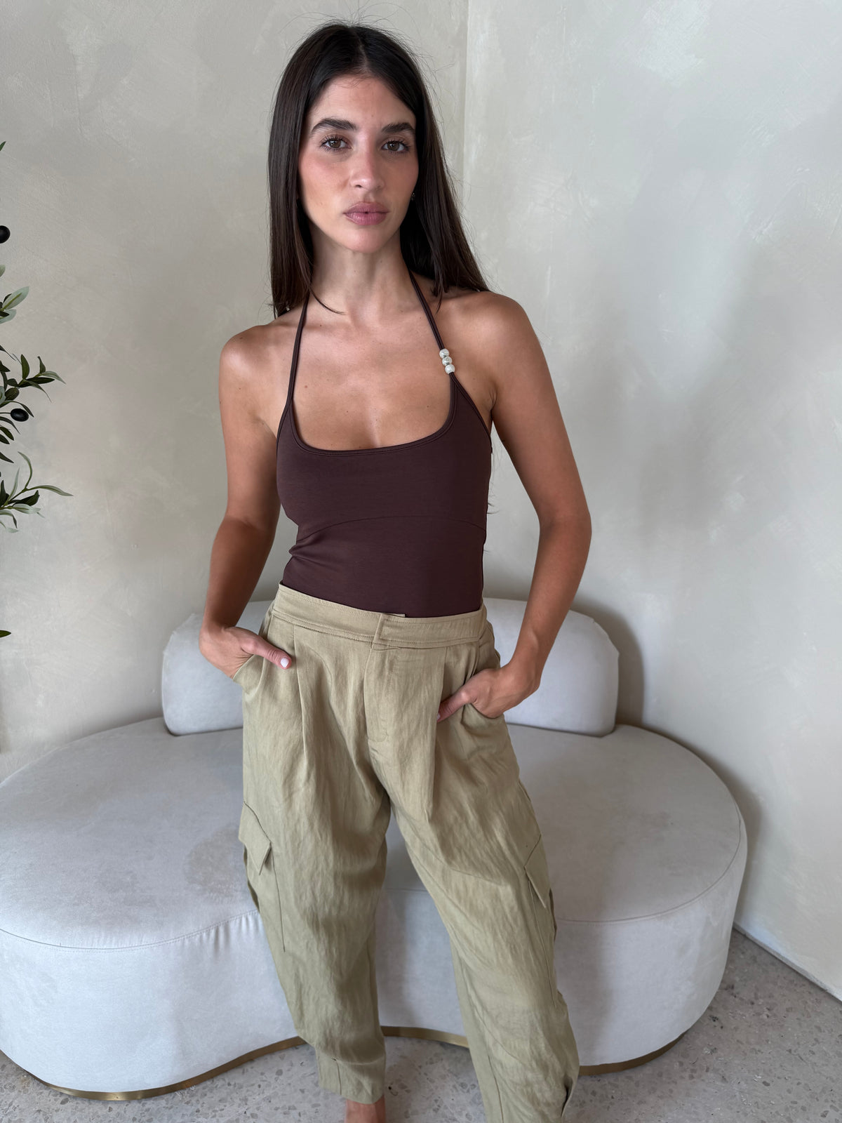 Mid Rise Ankle Lenght Cargo Pants