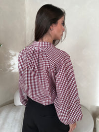 Gingham Drawstring Cropped Jacket