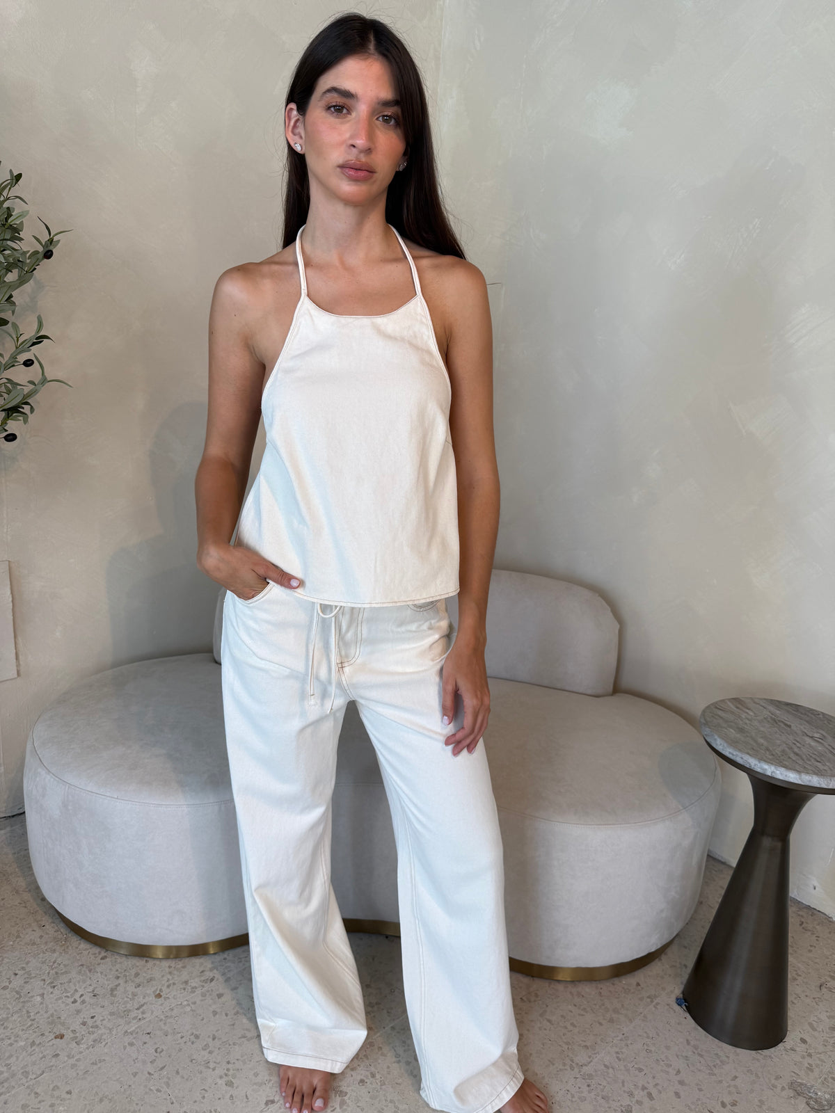Ecru Halter Top & Pant Set