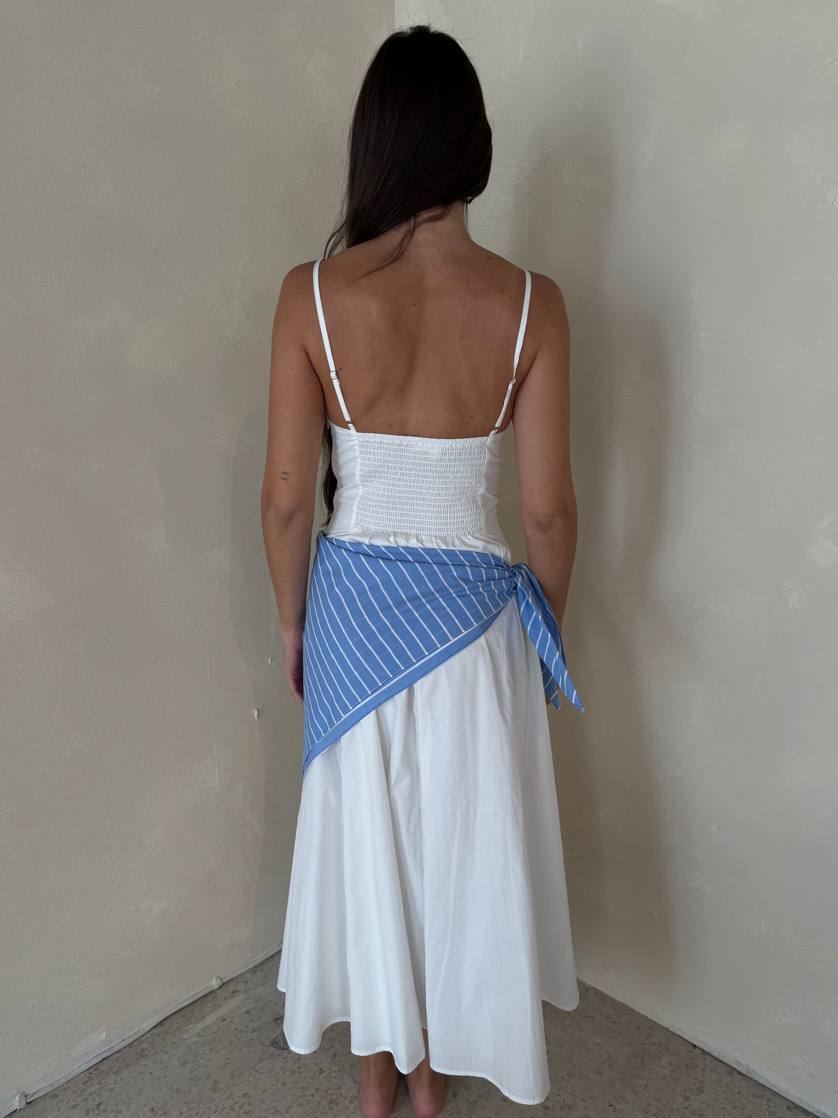 White Maxi Scarf Tie Dress