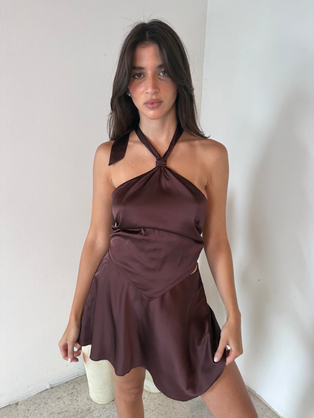 Satin Top & Mini Skirt Set