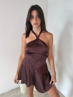 Satin Top & Mini Skirt Set