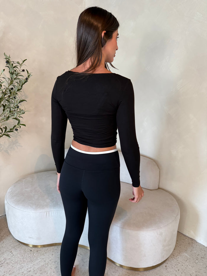 Black Wrap LS Top
