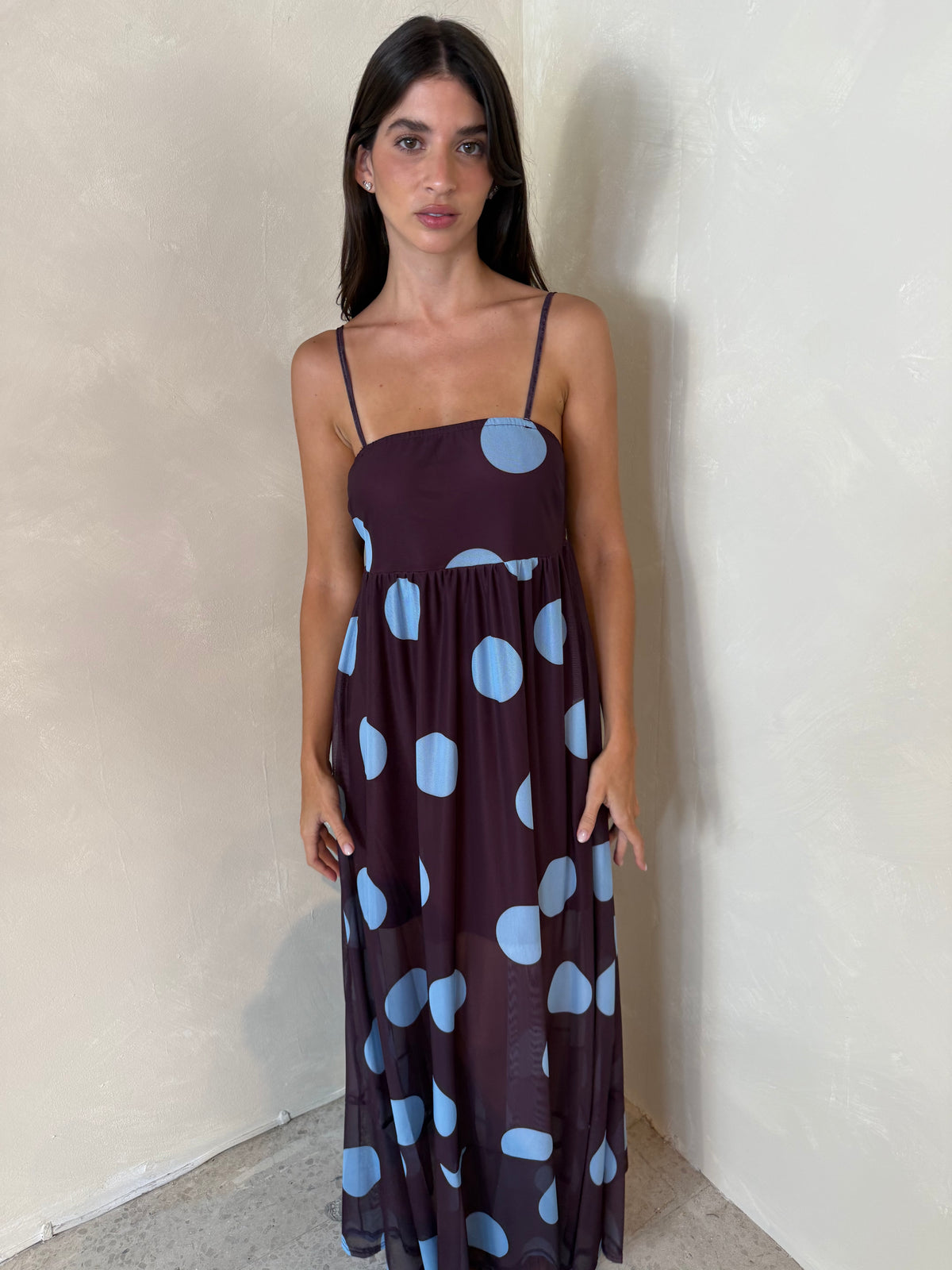 Mesh Polka Maxi Dress