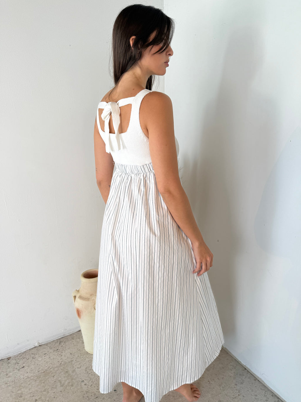 White Stripes Maxi Dress