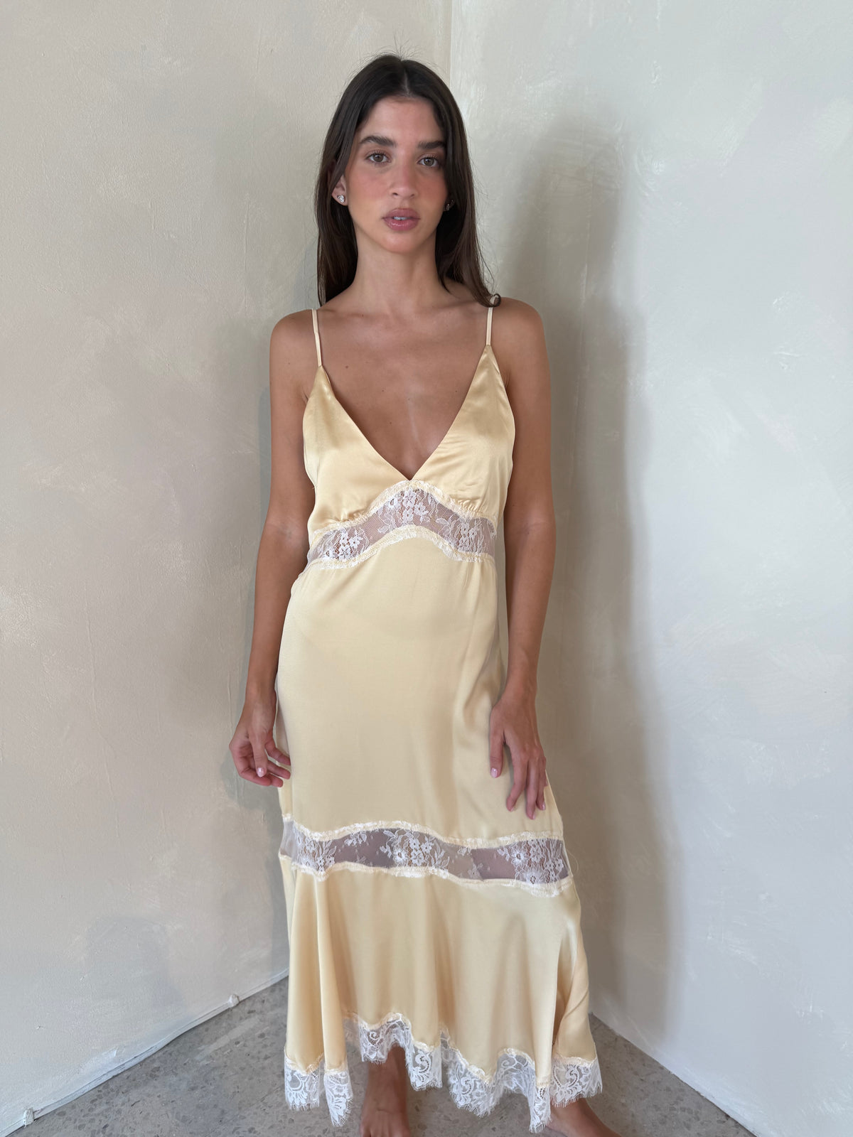 Satin Lace Strappy Dress