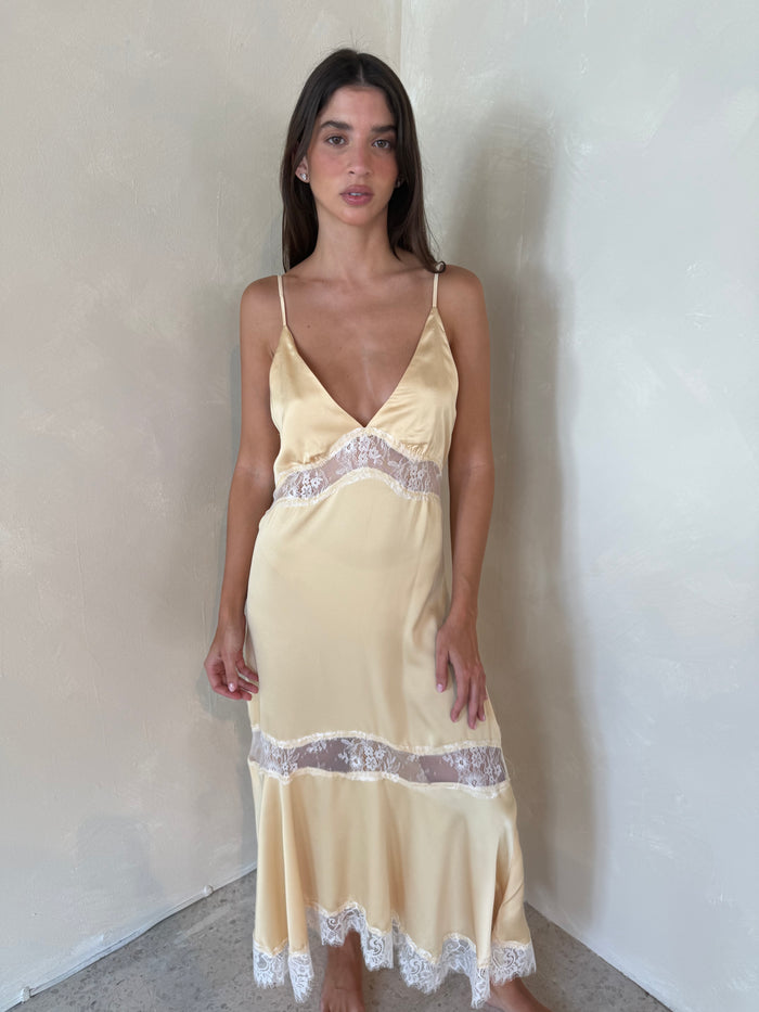 Satin Lace Strappy Dress