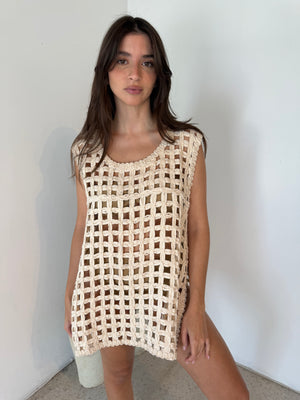 Round Neck Net Cover Up