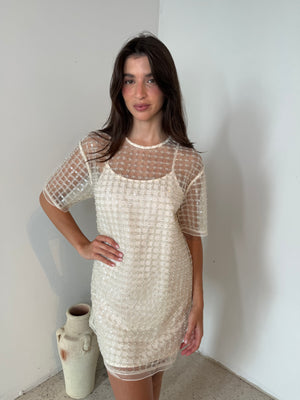 Sequins Cream Mini Dress