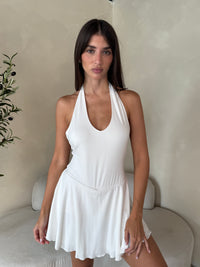 White Halter Mini Dress