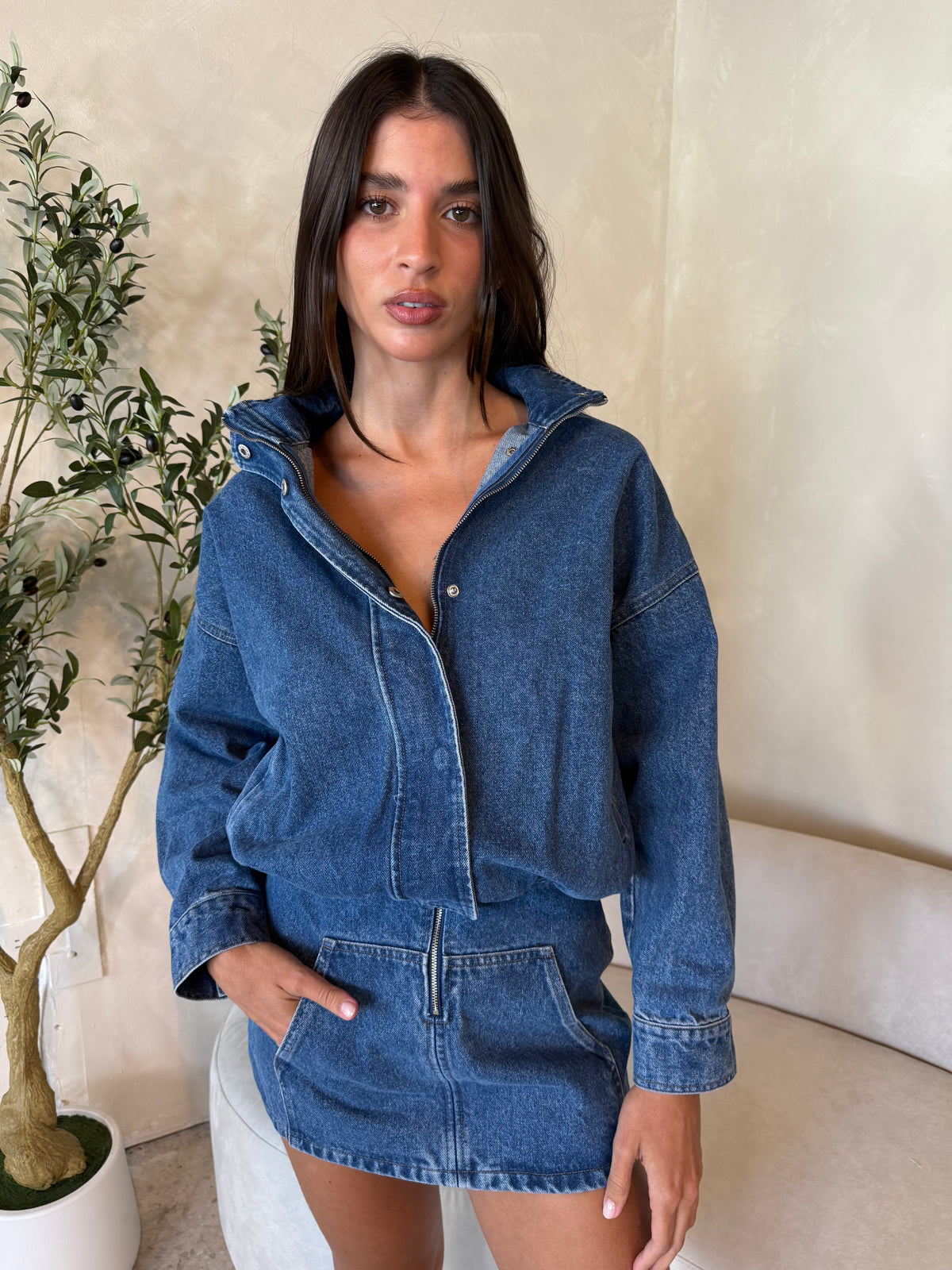 LS Denim Button Down Dress