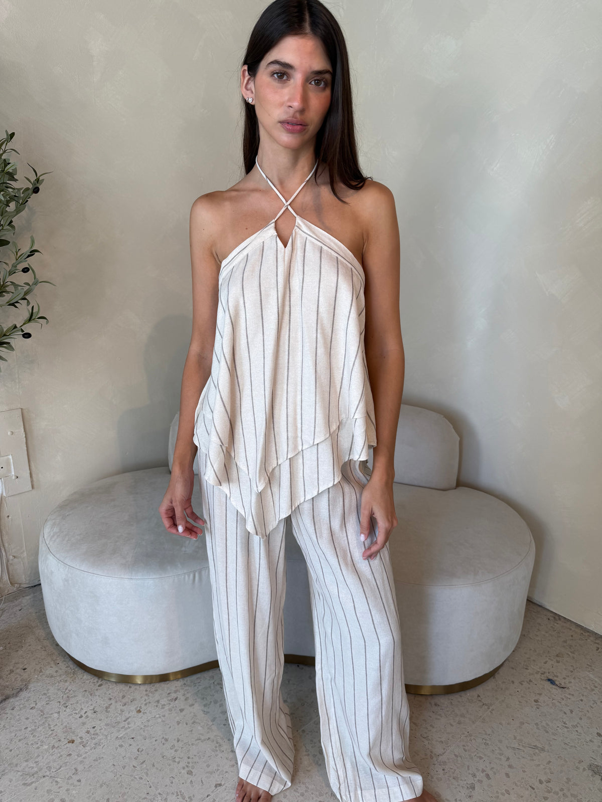 Stripe Halter Top & Pant Set