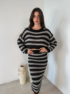 Stripe LS Top & Skirt Set