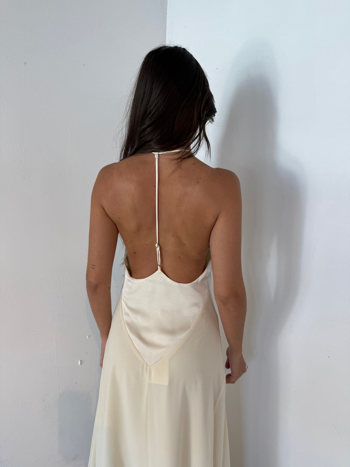Ivory Satin Strappy Dress