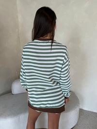 Mint White Stripe Lounge Set