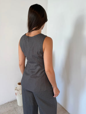 Grey Stripe Top & Pant Set