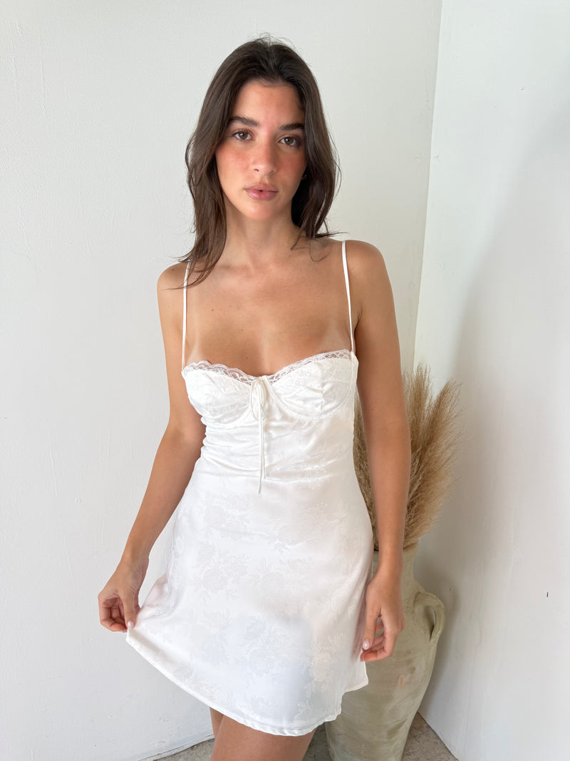 White Satin Mini Dress