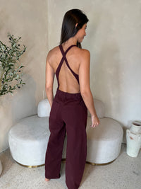 Twill Strappy Barrel Jumpsuit