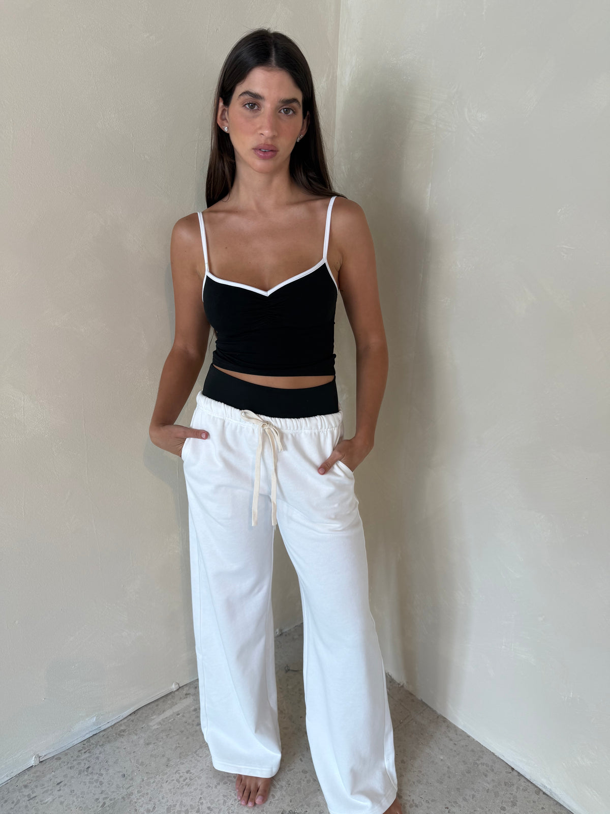 Waistband Wide Leg Sweatpants