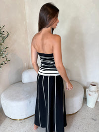 Black Stripe Strapless Maxi Dress