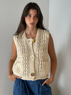 Ivory Chunky Sweater Vest Top