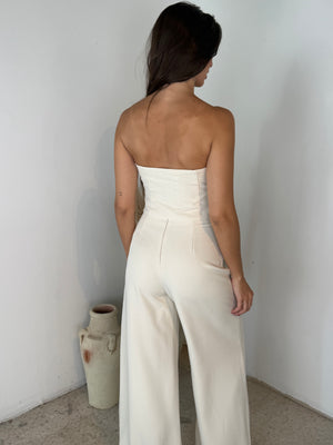 Solid Strapless Tube Top & Pant Set