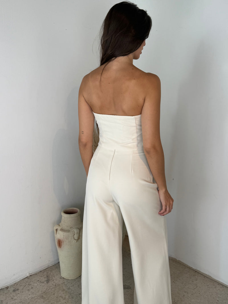 Solid Strapless Tube Top & Pant Set