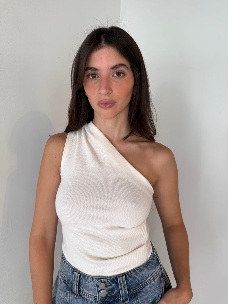 Ribbed One Shoulder Top
