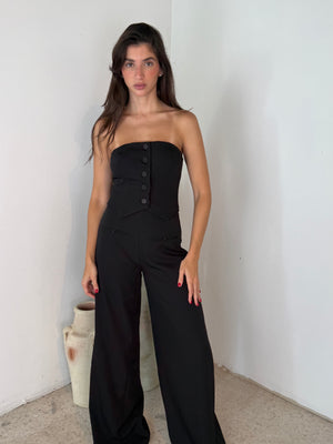 Solid Strapless Tube Top & Pant Set