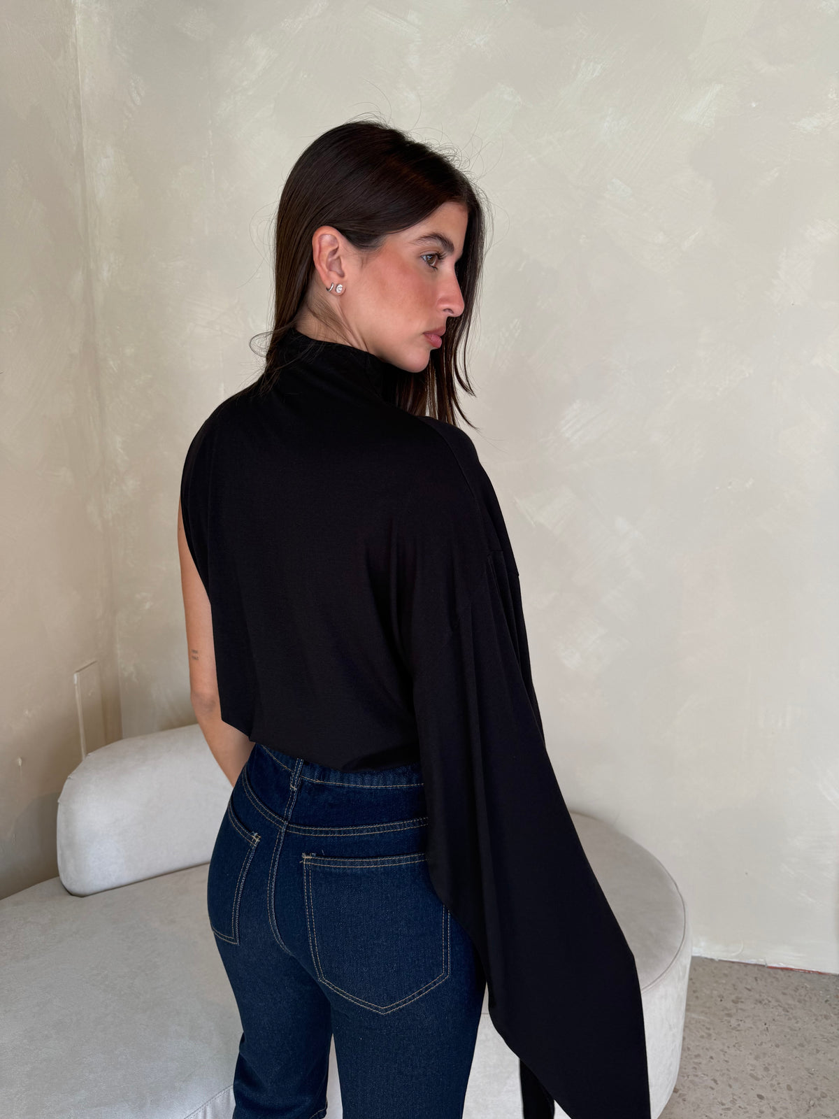 Hi Neck One Shoulder Top