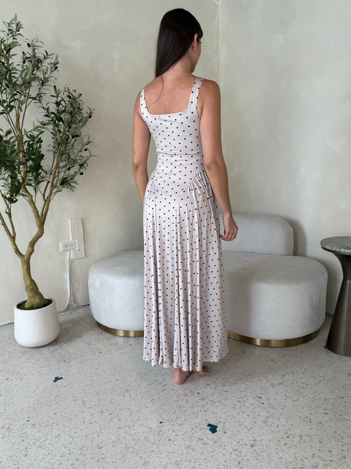Polka Jersey Maxi Dress