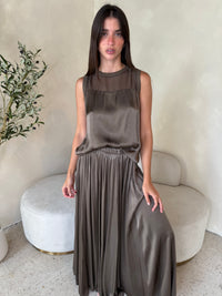 Chiffon Contrast Top & Skirt Set