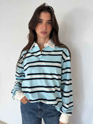 Sky Navy Stripe LS Top
