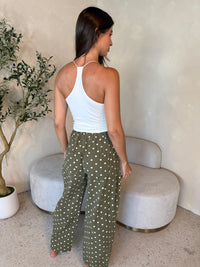 Olive Polka Barrel Pants