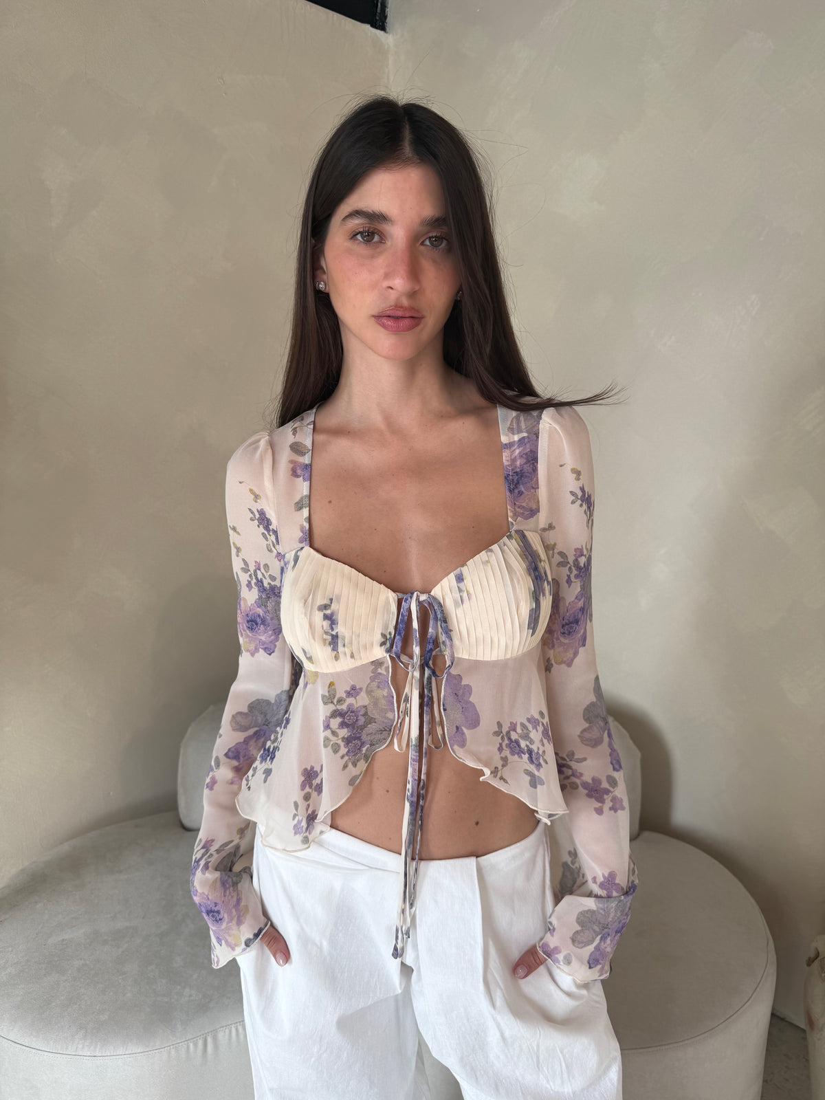 Lavender Cream LS Flare Top