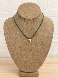 String Pearl Charm Necklace