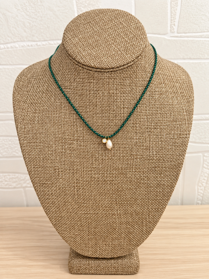String Pearl Charm Necklace
