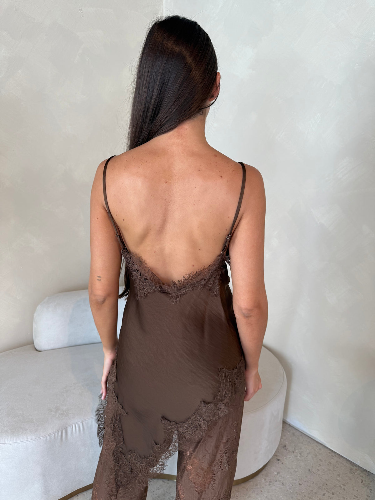 Brown Lace Top & Pant Set
