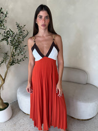 Beaded Pleated Midi Dress