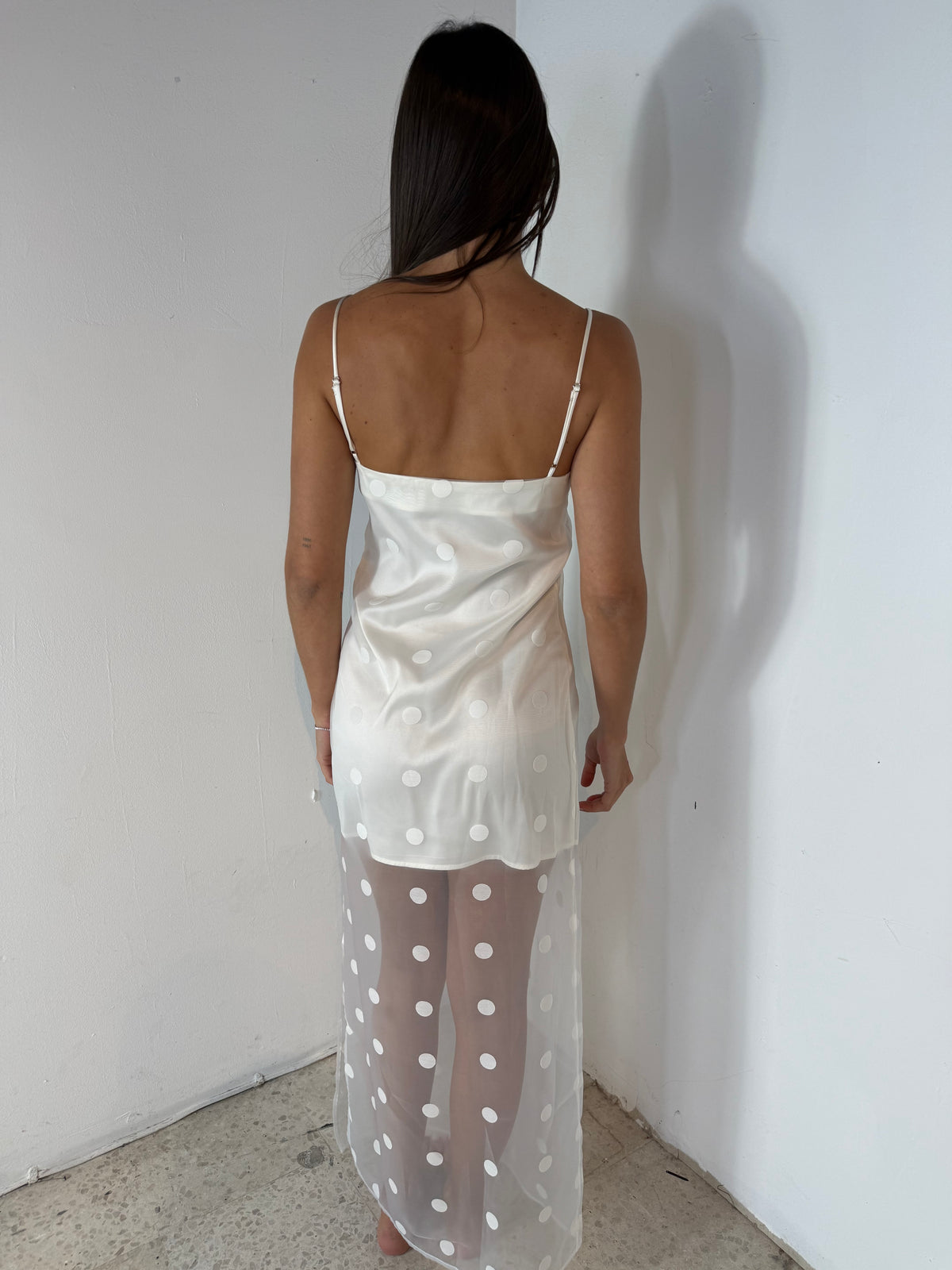 White Sheer Polka Dress